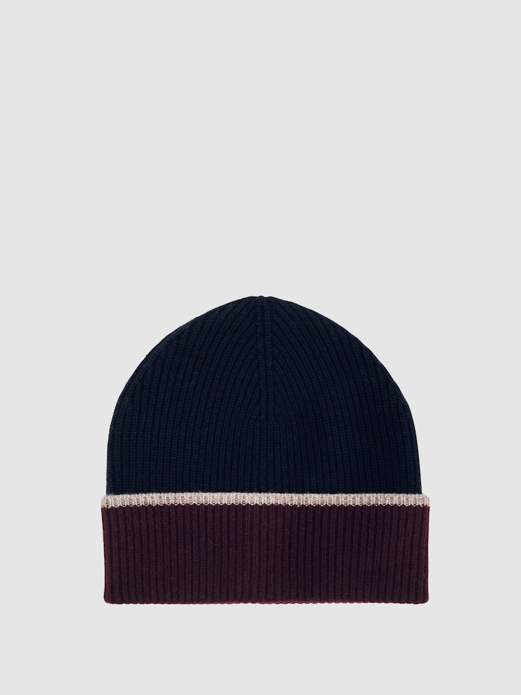 Reiss Navy Filipa Wool-Blend Tipped Beanie - Image 1 of 5 Reiss Navy Filipa Wool-Blend Tipped Beanie - Image 1 of 5