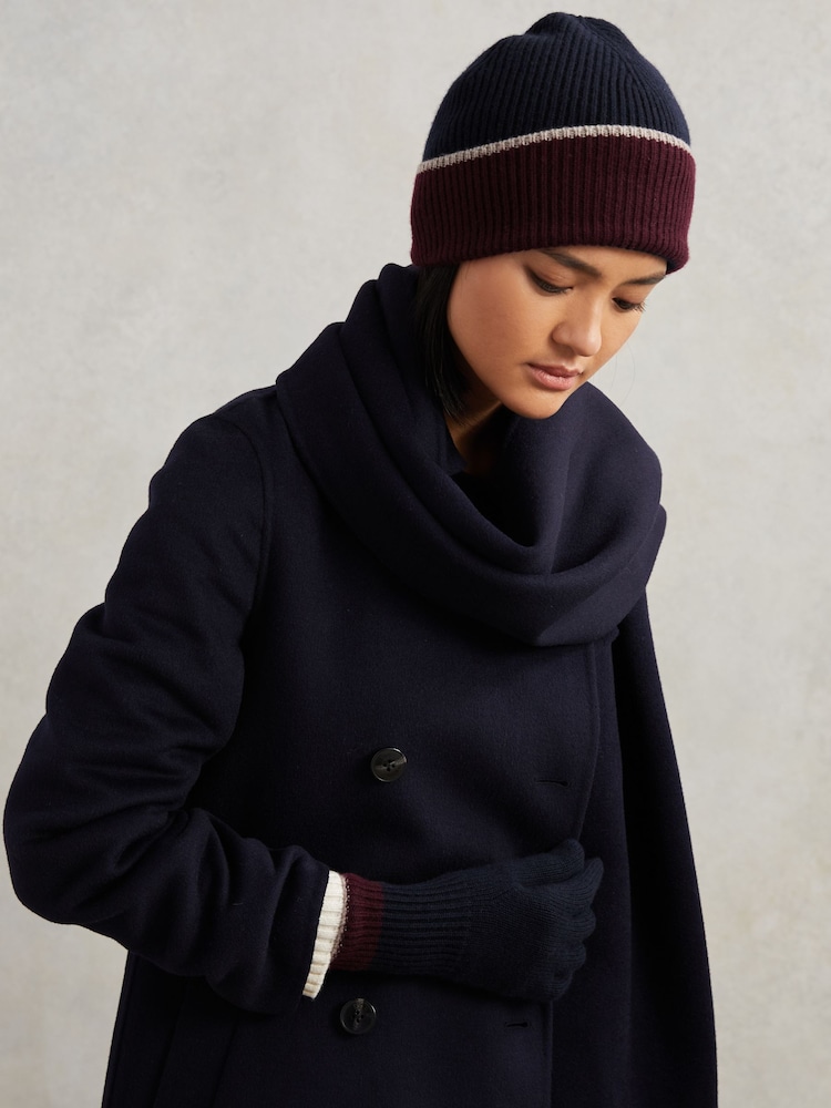 Reiss Navy Filipa Wool-Blend Tipped Beanie - Image 2 of 5 Reiss Navy Filipa Wool-Blend Tipped Beanie - Image 2 of 5
