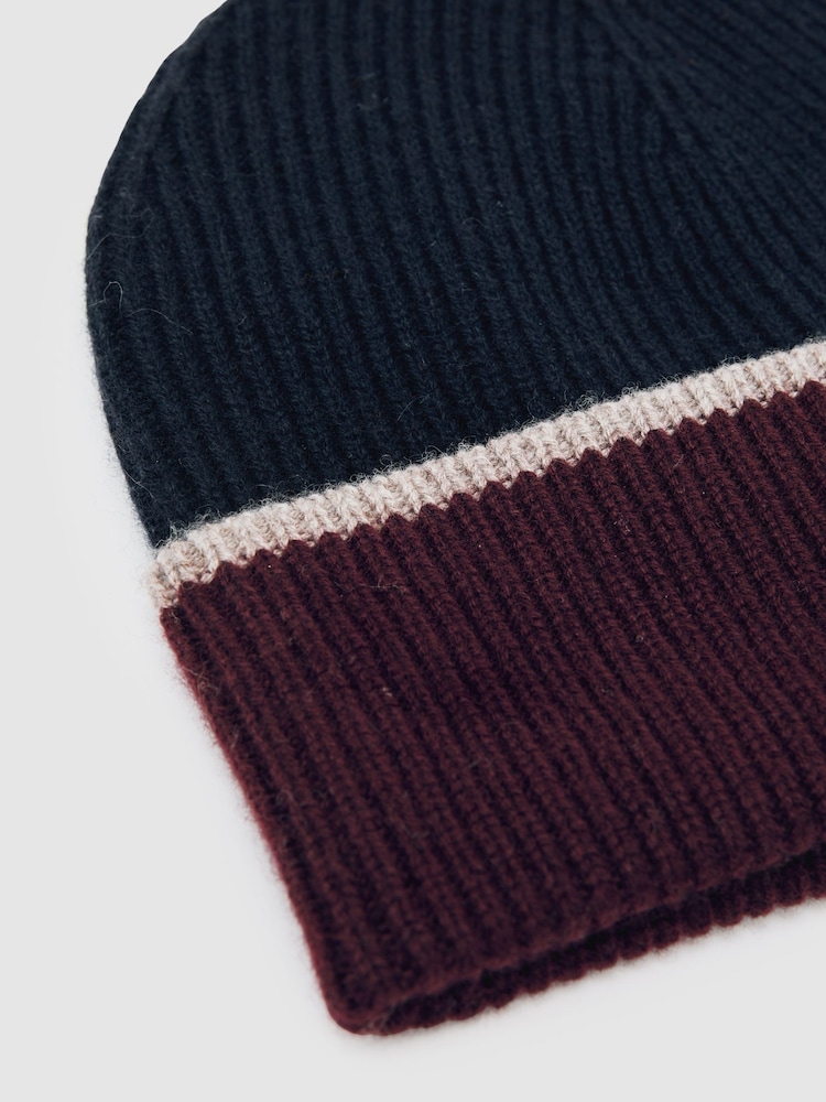 Reiss Navy Filipa Wool-Blend Tipped Beanie - Image 5 of 5 Reiss Navy Filipa Wool-Blend Tipped Beanie - Image 5 of 5