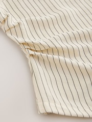 Ecru Pinstripe Asymmetric Draped Short Sleeve Top - Image 7 of 8