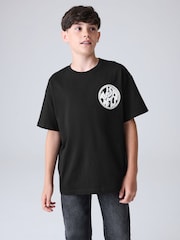 smALLSAINTS Black Oversized Distortion Crew Cotton T-Shirt - Image 1 of 8