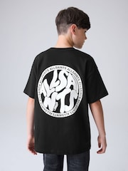 smALLSAINTS Black Oversized Distortion Crew Cotton T-Shirt - Image 2 of 8
