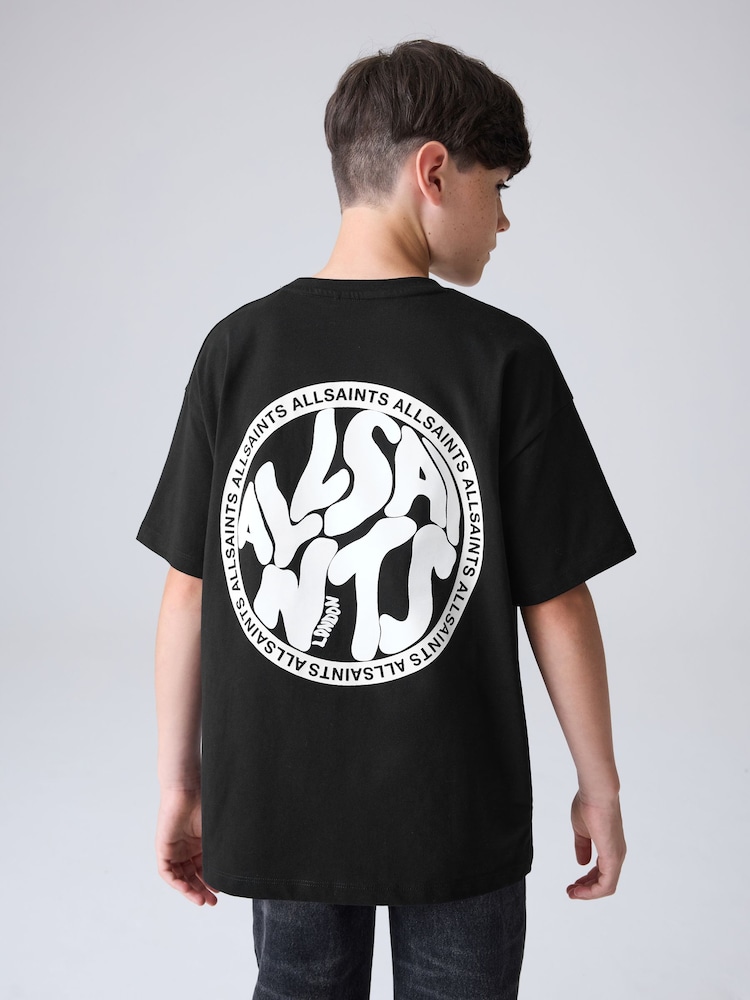 smALLSAINTS Black Oversized Distortion Crew Cotton T-Shirt - Image 2 of 8