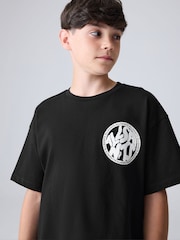 smALLSAINTS Black Oversized Distortion Crew Cotton T-Shirt - Image 3 of 8