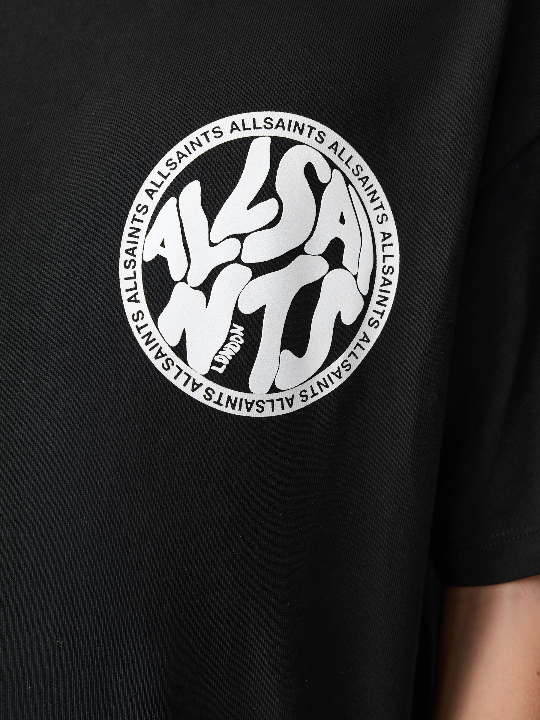 Buy smALLSAINTS Black Oversized Distortion Crew Neck Cotton T