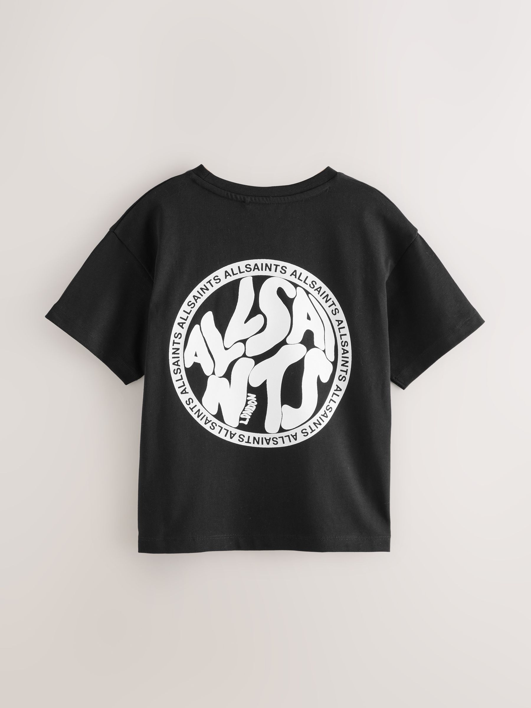 Buy smALLSAINTS Black Oversized Distortion Crew Neck Cotton T