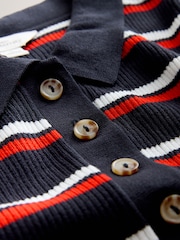 Navy Stripe Maternity Collared Knit Dress - Image 4 of 4