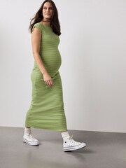 Green Stripe Maternity Supersoft Dress - Image 1 of 9