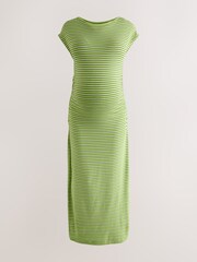 Green Stripe Maternity Supersoft Dress - Image 6 of 9