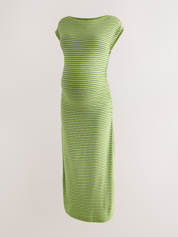 slim fit dress slacks Green Side Slit Satin Maternity Maxi Dress Large