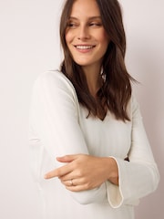 Ecru Maternity Tie Back Ribbed Dress - Image 4 of 7