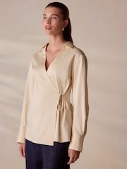 بيج فاتح - N.Premium Wrap Front Long Sleeve Shirt - صورة 4 من 8