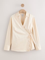 بيج فاتح - N.Premium Wrap Front Long Sleeve Shirt - صورة 6 من 8
