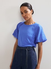 Phase Eight Blue Tate Puff Sleeve Top - Image 1 of 6