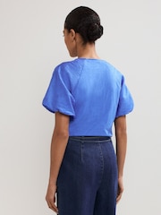Phase Eight Blue Tate Puff Sleeve Top - Image 2 of 6