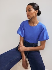 Phase Eight Blue Tate Puff Sleeve Top - Image 5 of 6