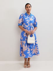 Phase Eight Blue Petite Floral Print Dress - Image 1 of 6