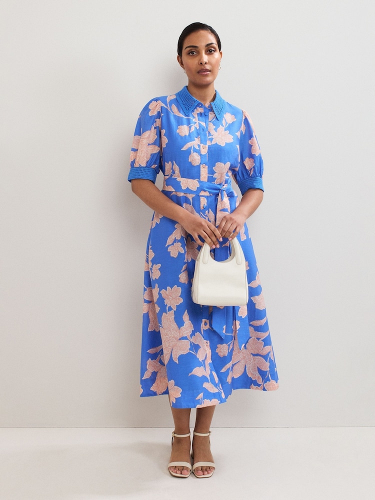 Phase Eight Blue Petite Floral Print Dress - Image 1 of 6