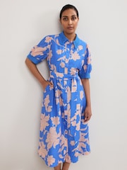 Phase Eight Blue Petite Floral Print Dress - Image 3 of 6