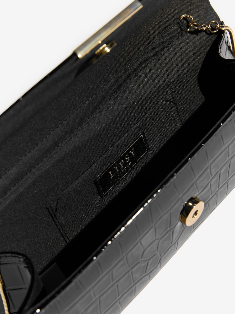 Lipsy Black Croc Effect Clutch Bag - Image 7 of 7 Lipsy Black Croc Effect Clutch Bag - Image 7 of 7