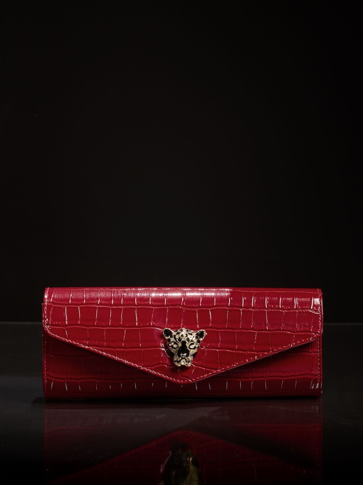 Kroko-Effekt in Rot - Lipsy Clutch - Bild 1 von 5 Kroko-Effekt in Rot - Lipsy Clutch - Bild 1 von 5