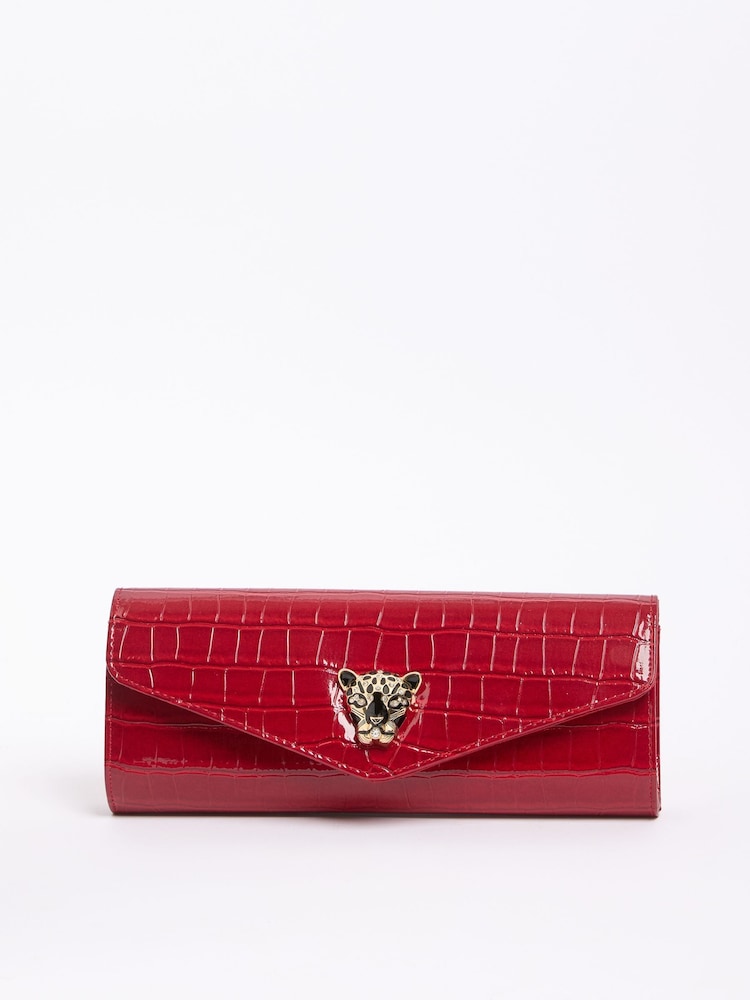 Lipsy Red Croc Effect Clutch Bag - Image 6 of 6 Lipsy Red Croc Effect Clutch Bag - Image 6 of 6