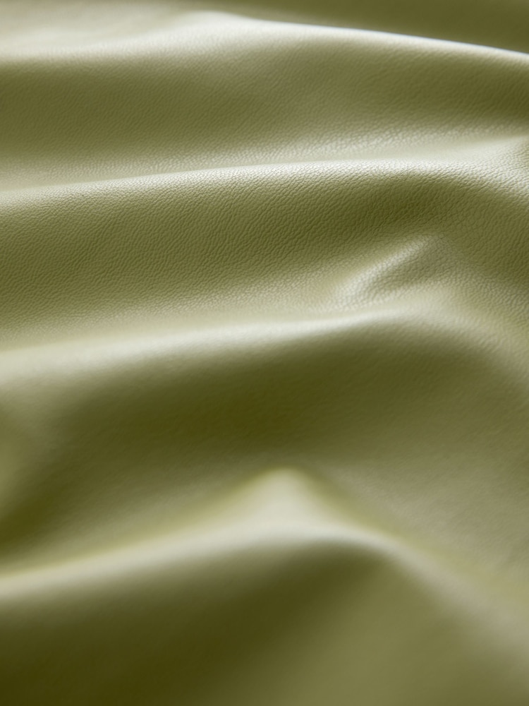 Olive Green Faux Leather Short Sleeve T-Shirt - Image 8 of 8