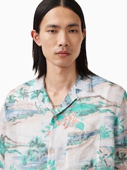 AllSaints White Biarritz Short Sleeve Shirt - Image 3 of 6