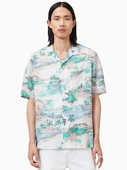 AllSaints White Biarritz Short Sleeve Shirt - Image 4 of 6