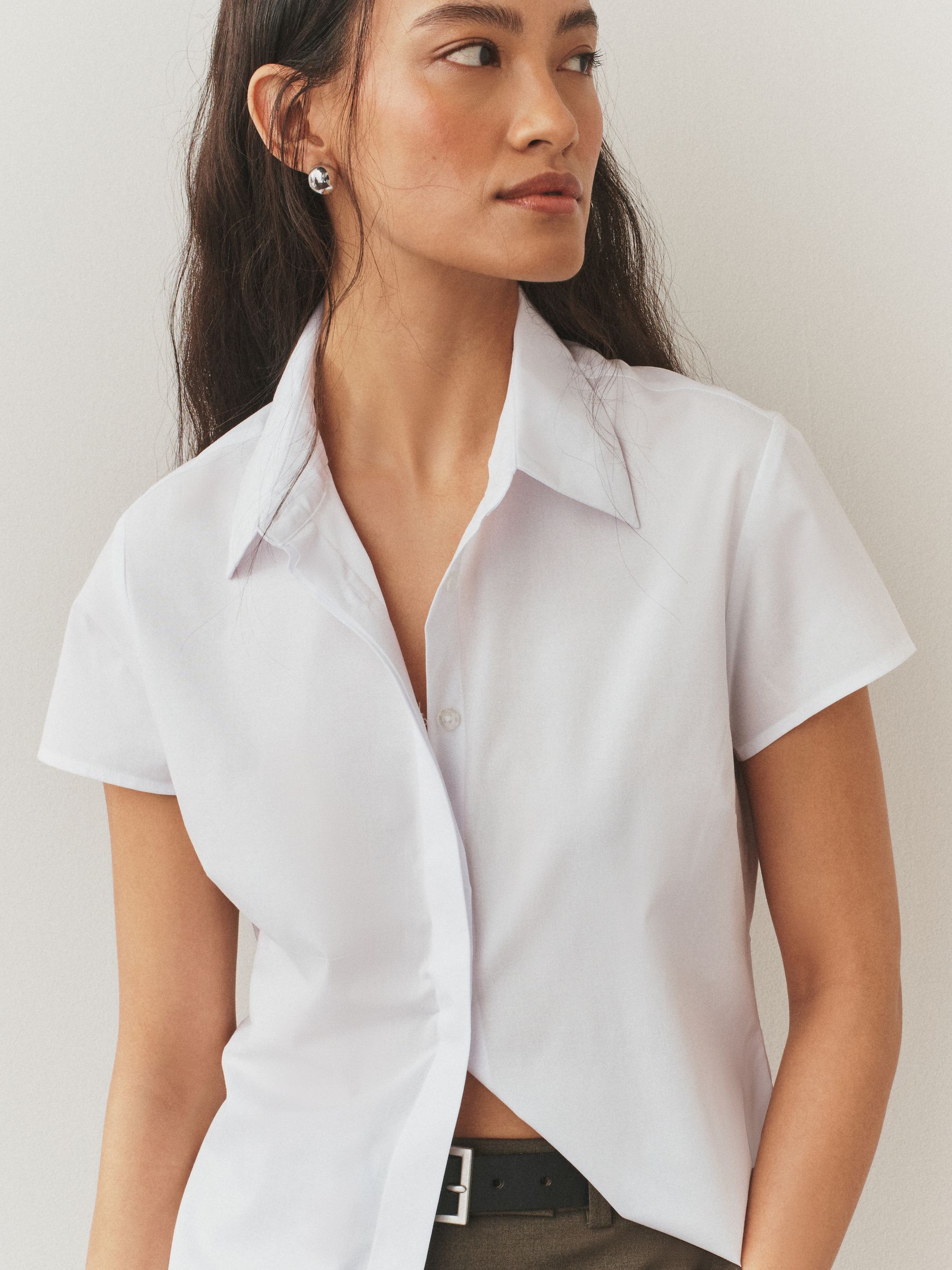 Buy White Fitted Stretch Essential Short Sleeve Shirts 2 Pack from