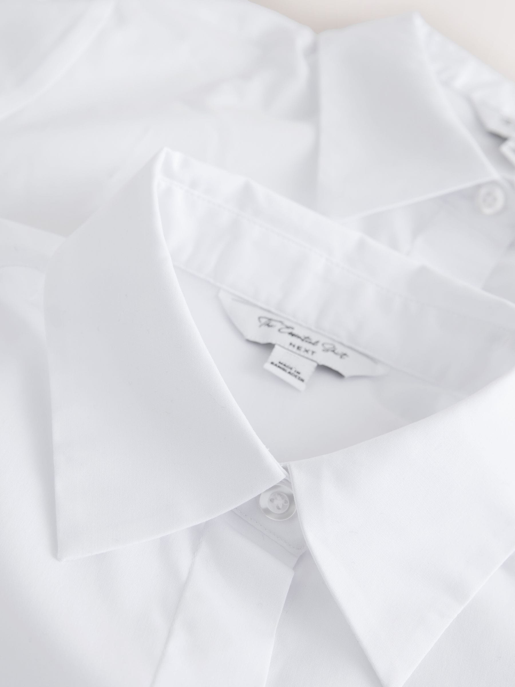 Buy White Fitted Stretch Essential Short Sleeve Shirts 2 Pack from
