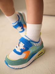 藍色／綠色 - 彈性蕾絲運動鞋 - 圖片 1，共 8