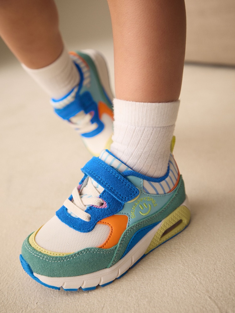 藍色／綠色 - 彈性蕾絲運動鞋 - 圖片 1，共 8