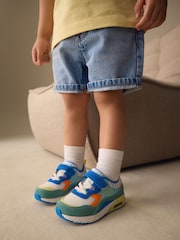 藍色／綠色 - 彈性蕾絲運動鞋 - 圖片 2，共 8