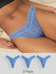 Blue Thong Ultimate Comfort Lace Knickers 3 Pack - Image 1 of 8