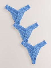 Blue Thong Ultimate Comfort Lace Knickers 3 Pack - Image 5 of 8