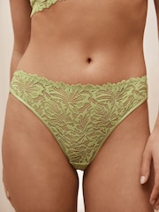 Green High Leg Ultimate Comfort Lace Knickers 3 Pack - Image 2 of 9