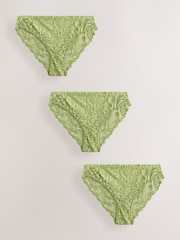 Green High Leg Ultimate Comfort Lace Knickers 3 Pack - Image 6 of 9