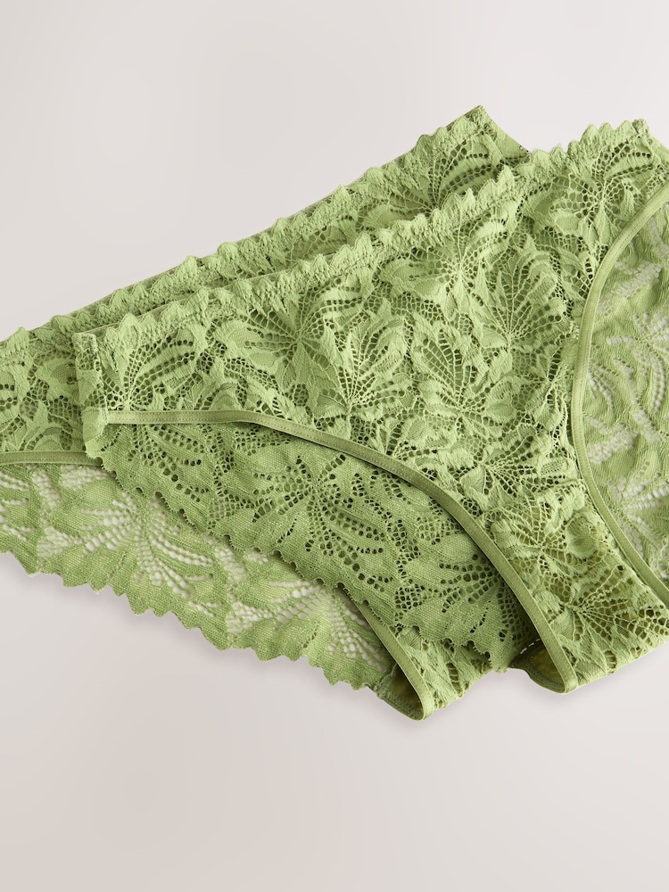 Green High Leg Ultimate Comfort Lace Knickers 3 Pack - Image 9 of 9