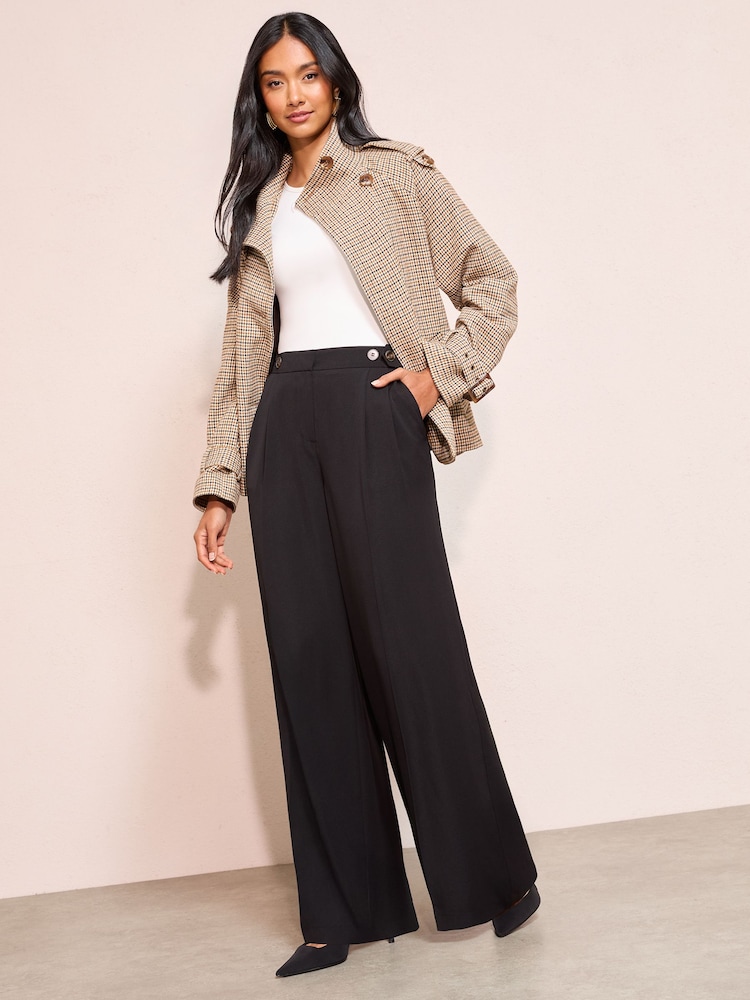 Friends Like These Black Adjustable Waist Premium Wide Leg Trousers - Image 1 of 4 Friends Like These Black Adjustable Waist Premium Wide Leg Trousers - Image 1 of 4