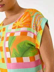 Roman Orange Abstract Print Shell Blouse - Image 5 of 5