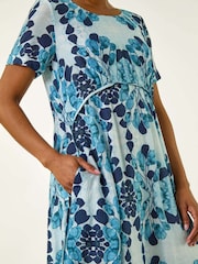Roman Blue Abstract Print Smock Dress - Image 5 of 5