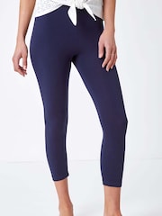 Roman Blue Elastic Waist Stretch Cropped Leggings - Image 1 of 5