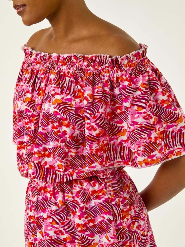 Roman Abstract Print Bardot Blouse - Imagen 5 de 5