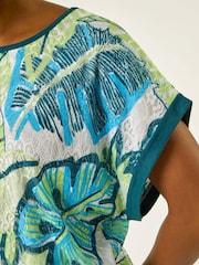 Roman Blue Leaf Print Lace Jersey T-Shirt - Image 5 of 5
