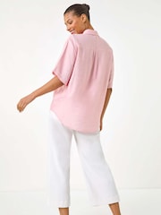 Roman Pink Rhinestone Button Detail Collar Shirt - Image 3 of 5