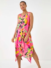 Roman floral e  Print bainha de lenço Midi Dress - Imagem 1 de 5