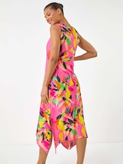 Roman floral e  Print bainha de lenço Midi Dress - Imagem 3 de 5
