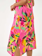 Roman floral e  Print bainha de lenço Midi Dress - Imagem 5 de 5