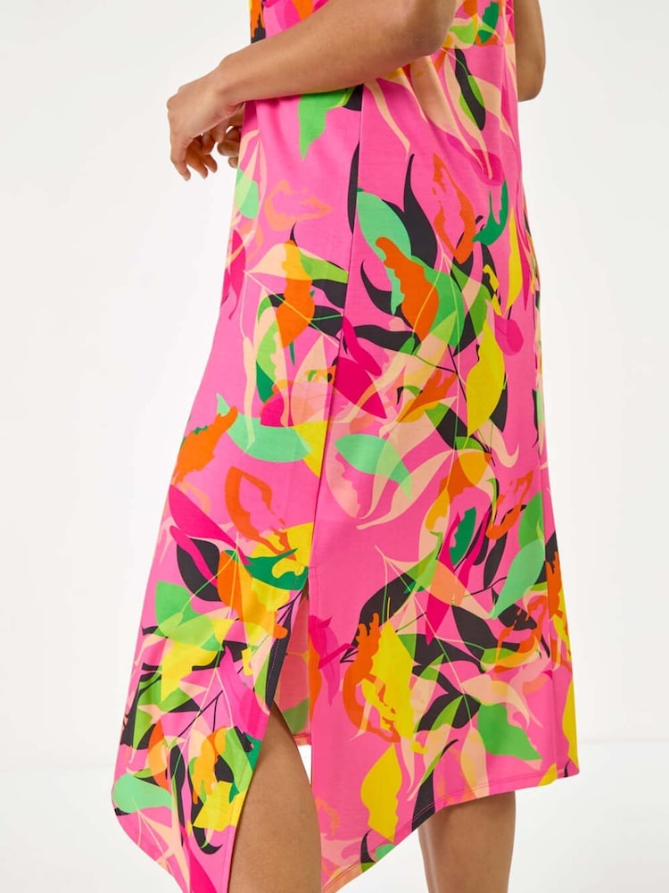 Roman floral e  Print bainha de lenço Midi Dress - Imagem 5 de 5